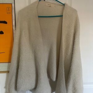 Light Cream Cozy Open-Front Slouchy Women's Sweater